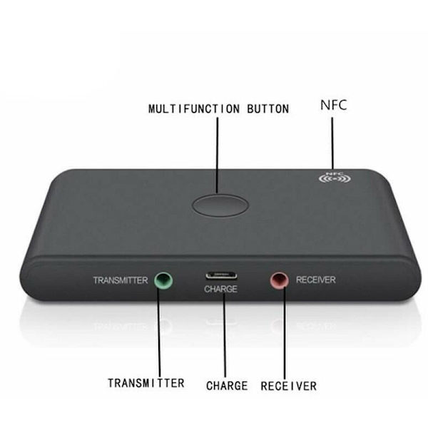 Bluetooth BT 5.0 Audio 3.5MM Sender Modtager Adapter 2 i 1 Støtte NFC Håndfri Hovedtelefon Modtager