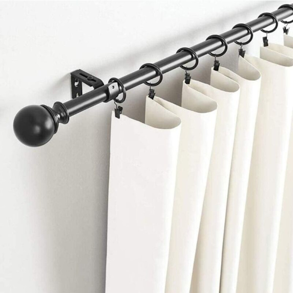 2-pack justerbara väggmonterade gardinstångsfästen, kraftiga metallgardinstångsfästen, justerbar längd 3-12 cm, svart
