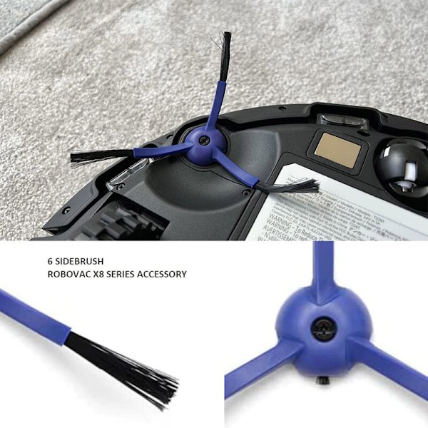 4 filtre + 6 sidebørster + moppeklut reservedeler for RoboVac X8 Hybrid robotstøvsuger