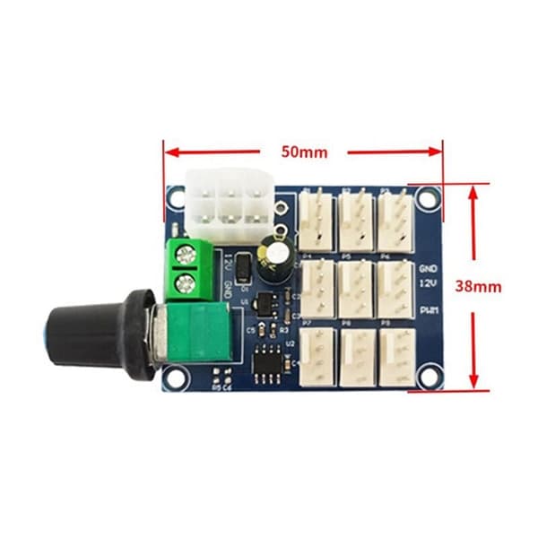 12V datorfläktstyrenhet Multi-Channel PWM-styrenhet NTC temperaturkontrollmodul