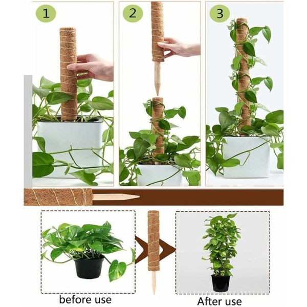 2 st plantstöd, kokosstöd, kokosstolpe, kokosstav för hemträdgård klätterväxter växtstöd förlängning