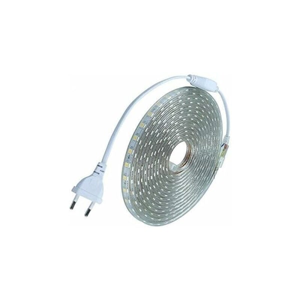 Komplett LED-stripe-sett 10 meter 220V vanntett silikon IP68 kald hvit 6000°K SMD5050 60led/m uten behov for transformator