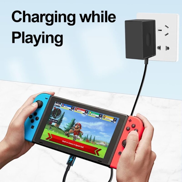 Portabla biltillbehör, Switch-laddare för Nintendo Switch/Switch OLED/Switch Lite, 15V 2.6a nätadapter snabbladdning