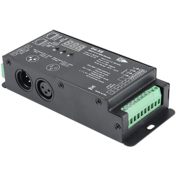 D4-XE 4CH PWM vakiojännite CV DMX512 RDM LED-dekooderiohjain digitaalisella näytöllä XLR3 RJ45 DC12V 24V 36V