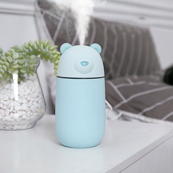 Bærformet bærbar luftfugter med USB-ventilator USB-lampe 3-i-1 mini-luftfugter til soveværelse hjem soveværelse kontor bil baby og børn blå