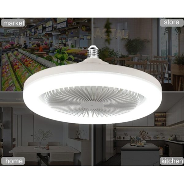 30W takvifte med lyslampe E27 konverterbase med fjernkontroll for soverom, hjem, hvit + rosa