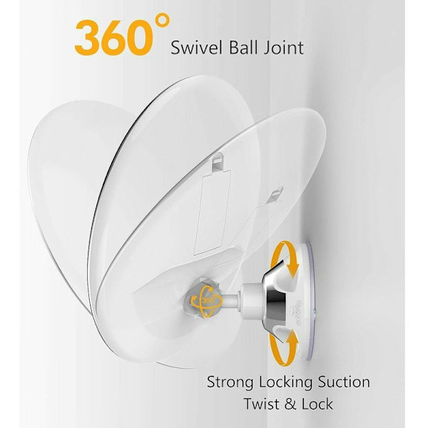 10x Suurennuspeili LED-valolla, 1 Palloliitos, 360° Säädettävä Kannettava Meikkispeili Kylpyhuoneeseen ja Matkalle, Koko: 12cm19cm-1kpl, valkoinen