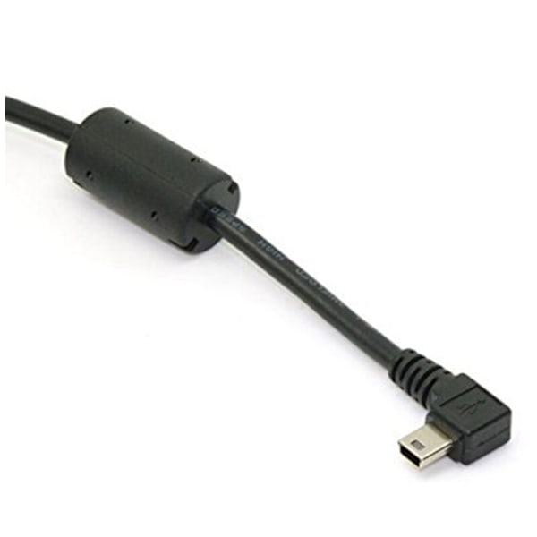 2X Mini USB B Type 5-pin Hunn hann 90 Grader A 2.0 Datakabel med Ferrittkjerne Meter