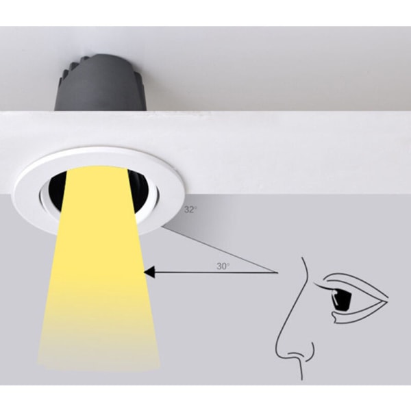 Rund loftspotlys Dæmpbar Anti-Vertigo 12W LED Indbygget Downlight AC86V-260V til indendørs køkken stue