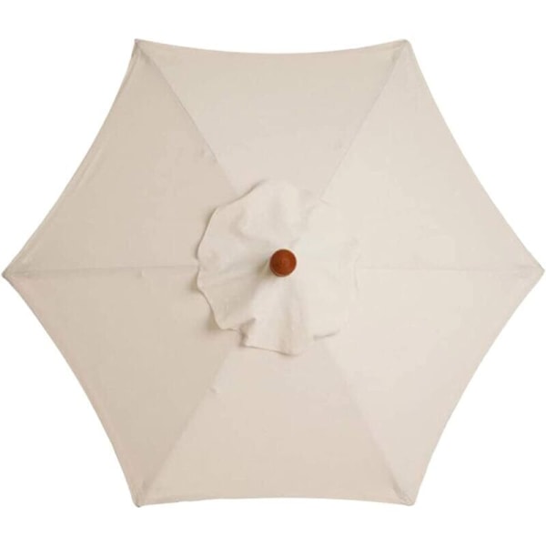 Cover för parasoll, 6 revben, 2 m, vattentätt, anti-UV, ersättningstyg, krämvit--