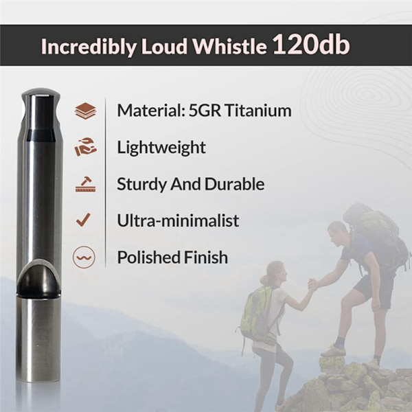 Titaniumlegeringspip Whistle Nödöverlevnad Säkerhetspip Ren Titan Hänge Whistle Utomhus Camping
