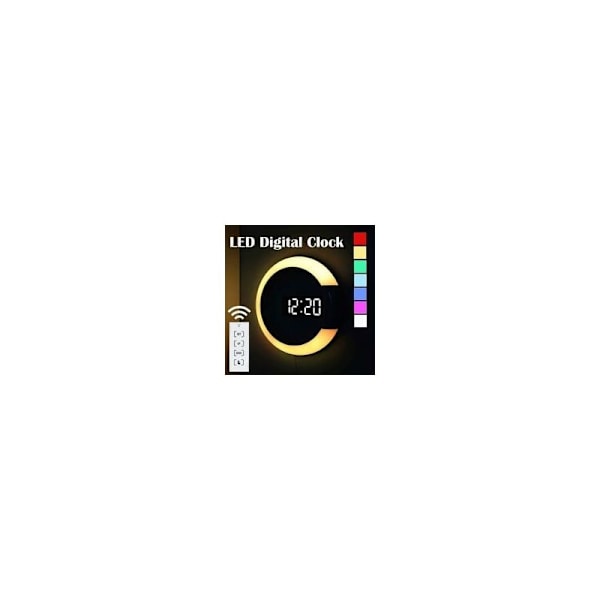 LED Väggklocka, Kreativ Modern Stil Digital Klocka, Alarmfunktion, Temperaturvisning (Vit)