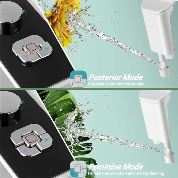 Ikke-elektrisk bidet-sprøyter med selvrensende doble innfellbare dyser - Foran og bakrengjøring - Justerbar trykknapp for kaldt vann