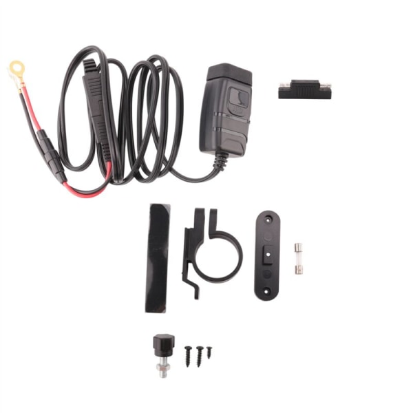 QC3.0 USB + Type-C Vanntett Mobil Lader Auto Lader USB-kontakt med Voltmeter Blå