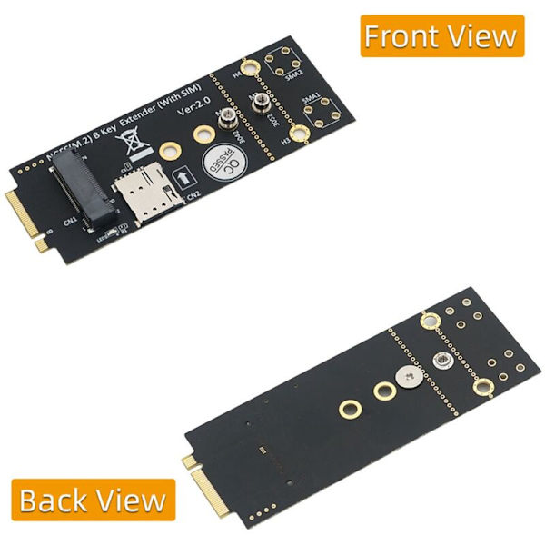 M.2(NGFF) Key B -sovitin SIM-paikalla 3G/4G/5G-moduulille, tukee NANO SIM -korttia ja 3042/3052 tyyppistä M.2 Key B -korttikokoa