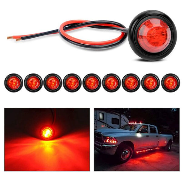 10 stk. 3/4 tommer runde LED sidemarkørlys lastbil position til RV bil bus trailer campingvogn