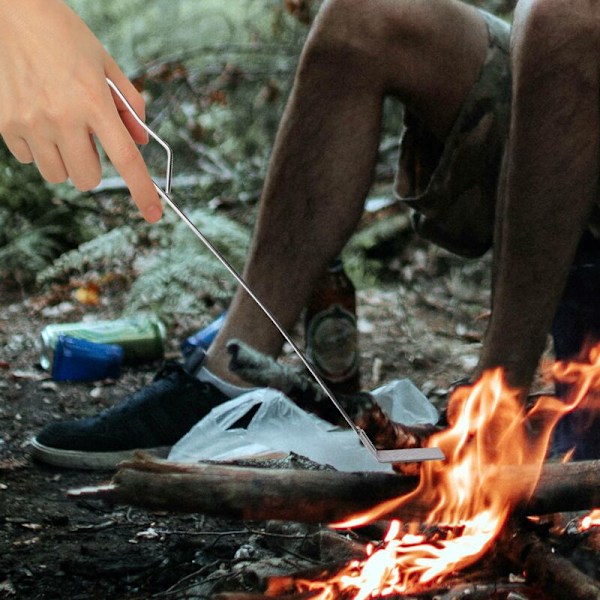 Rustfrit Stål Kul Aske Rake BBQ Askeværktøj Rake Poker til Træovn Kul Røg Sølv