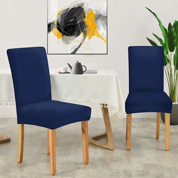 Stolsöverdrag, Stretch Matstolsöverdrag, Universal Stolsöverdrag, Tvättsbara Stolsöverdrag, Blå (4 stycken)