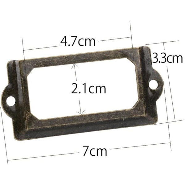 Sæt med 30 Metal Etikettholdere med Skruer 70x33mm Skab Skuffe Etiket Vintage Bronze Etiket Holder med Skrue