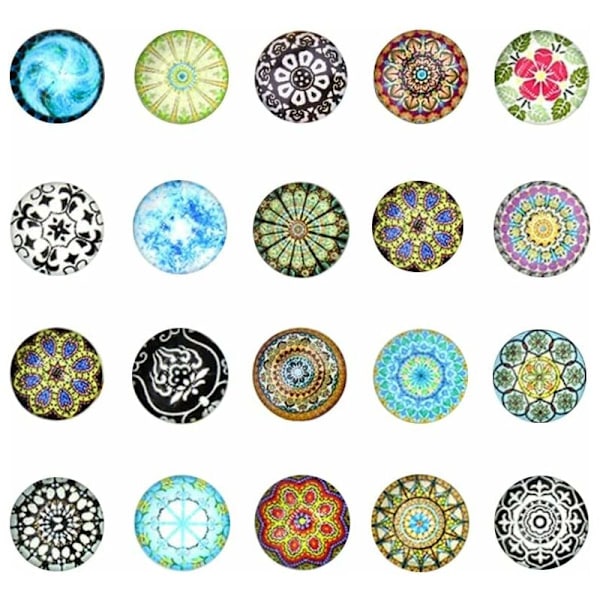 Glaspärlor Stenar 100 st Glas Cabochons Blandad Färg Färgglada Runda Dekorativa Granuler Tryckta Glaspärlor för Hantverk -