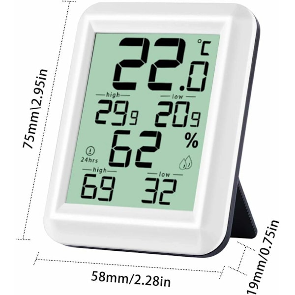 Høy nøyaktighet digital innendørs hygrometer termometer, byttbar, termohygrometer for å oppdage fuktighet og temperatur, hjemmekontor kjøkken komfort