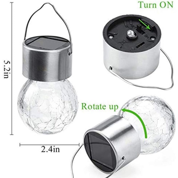 Hengende solcellelamper 8-pak LED utendørs solcellelyskuler med sprekkeeffekt Vanntett kulebelysning Dekorasjon Varm hvit