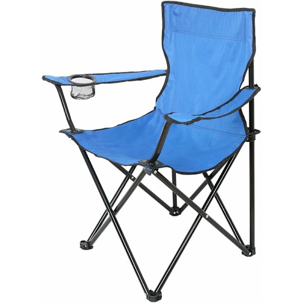 Folding Campingstol, Foldbar Hage Stol, Belastbar opptil 100 kg, Sittehøyde 40 cm, med Drikkholder og Veske, Lett, 80 x 50 x 47 cm, Blå