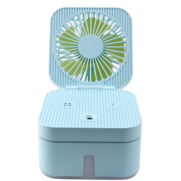 Mini USB Rechargeable Portable Humidification Spray Fan Small Office Humidification Fan Combination Blue Fan