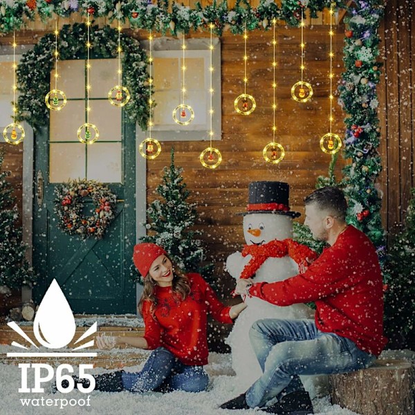 Julelys Gardin, 3M 100LEDs Gardinlys Girlander 8 Lysmoduser med Timer 3D Julegirlander Vanntett IP65 Lysdekorasjon for Vindu