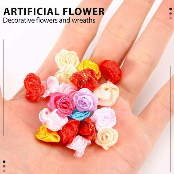 100 st/parti Mini handgjorda satin tyg rosetter blomma applikationer för bröllopsdekoration sömnad hantverkstillbehör