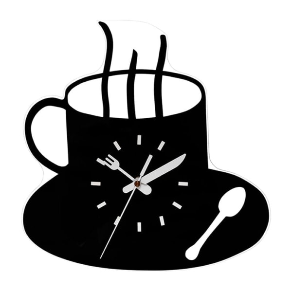 3D DIY Kaffe Akryl Klocka Modern Väggklocka för Kök Dekor Kopp Väggdekal Ihålig Digital Klocka