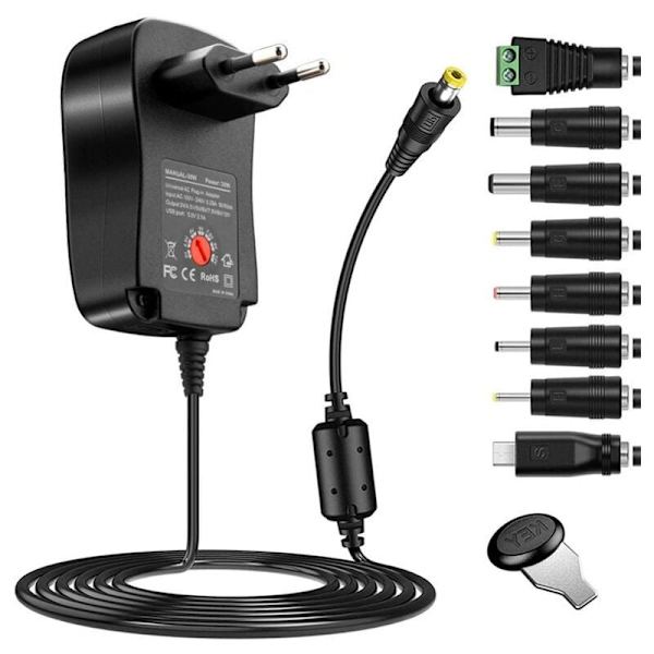 30W Multifunktionel Strømforsyning, 3-12V Justerbar Spænding, 8-Pins Beslag, USB Opladning