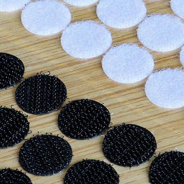 Velcro Dots, Pakke med 200 selvklæbende Velcro 10 mm selvklæbende Velcro Dots til papir, plast, glas, 100 sorte + 100 hvide-
