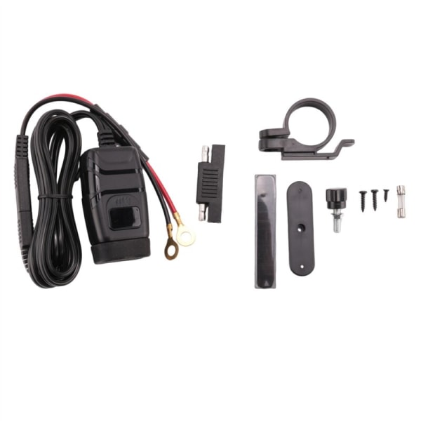 QC3.0 USB + Type-C Vanntett Mobil Lader Auto Lader USB-kontakt med Rød Voltmeter