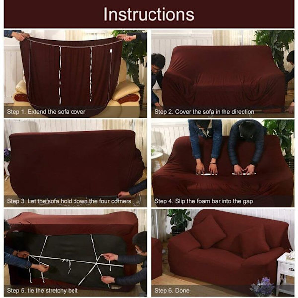 Stretch Sofa Trekk Hjørnesofa Trekk Polyester Trekk Stretch L-Formet Sofa Trekk + 2 stk Putetrekk()