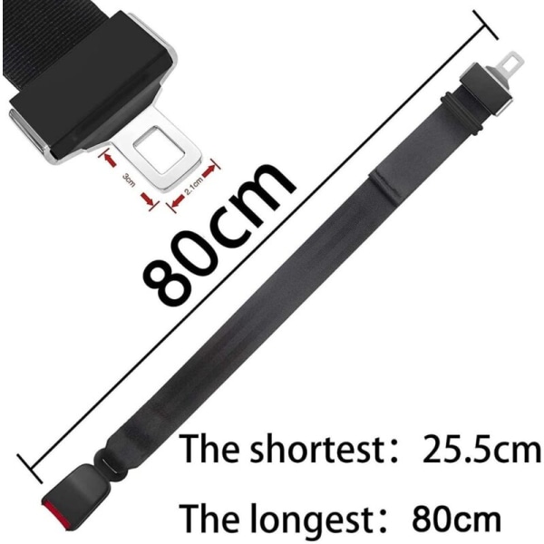 Säkerhetsbältesförlängare för bil, justerbar förlängningsspärr, bältesförlängare 80 cm