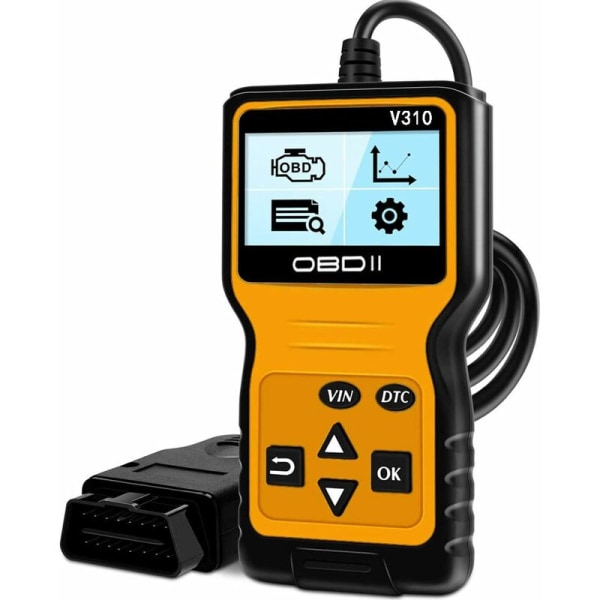 OBD2 Scanner Universal OBD II Scanner Automotive Engine Fault Code Reader CAN Diagnostic Scan Tool til OBDII Protocol Biler Siden 1996 (Gul)