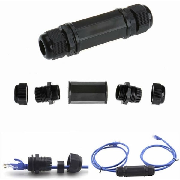 2 stk. Skjermet RJ45 Vanntett Cat5/5e/6 8P8C IP67 Ethernet LAN Hane Dobbel Hode Utendørs LAN-kontakt Kobling Hunn til Hunn Adapter