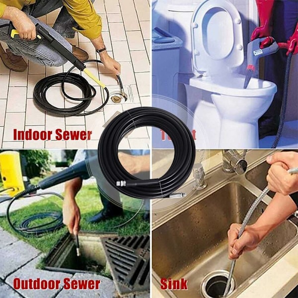 15m Rörrensare Slang, Karcher Ferret Kompatibel med Karcher K2, K3, K4, K5, K6, K7, Högtryckstvätt 180Bar 60°C för Igensättning och Rengöring
