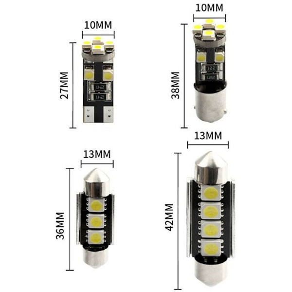 21X Sisätilojen LED-lukuvalaisimen kupuvalo T10 BA9S 5050 Polttimo Kirkas Kylmä Valkoinen Vaihto