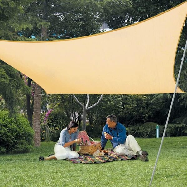 Solsegel (HDPE) Rektangulär 2,5 x 3m Sand Skydd från UV-strålar för Terrass Camping Utomhus Trädgård