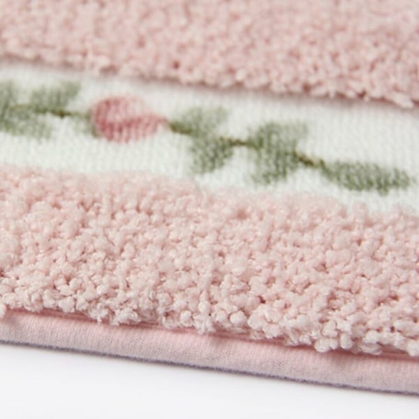 Lyxig Mjuk Blommig Halksäker Toalettskonturmatta, Badrumsmattor, Mjuk Plysch U-formad Toalettsgolvmatta för Badrum 20x20 Tum, Rosa