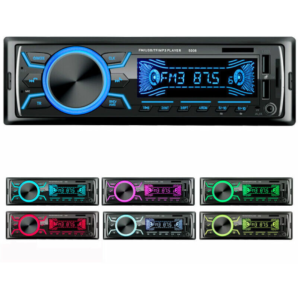 Bilradio Bluetooth bilradio, 1Din bilradio, 4x60W autoradio 7Couls FM stereoradio USB/SD/AUX/EQ/MP3-spiller Pioneer bilradio