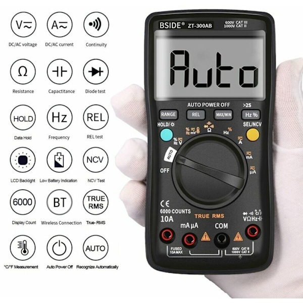 -300AB Digital Multimeter Amperemeter Gratis Teknologi True RMS Auto Range Smart Analog Voltmeter Kondensator Tester