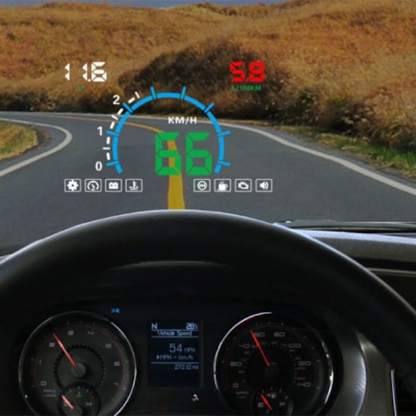 E350 Bilmonitor HUD Head Up Display Plug and Play Overspeed Alarm Drivstofforbruk Display Hud Projektor