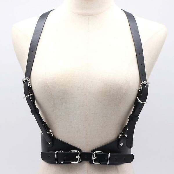 Punk Bælte til Kvinder - Justerbar Gotisk Body Chain Harness, Sort