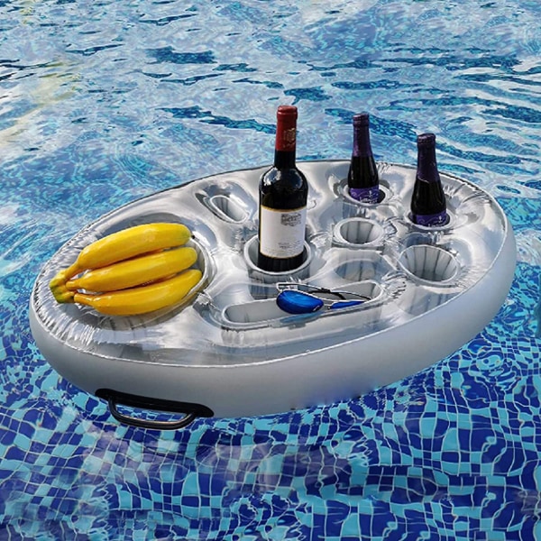 Uppblåsbar poolbricka, 8 håls dryckeshållare med stor kapacitet, 2 i 1 hållare för drycker och snacks, flytande ölhållare för sommarfest, strandtemafest