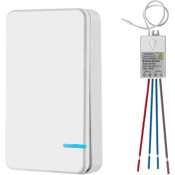 Mini trådløs bryter med mini mottaker, trådløs bryter, utendørs, 400 m, 40 m, 433 MHz RF fjernkontroll, IP54 LED-lampe, dampbeskyttelse
