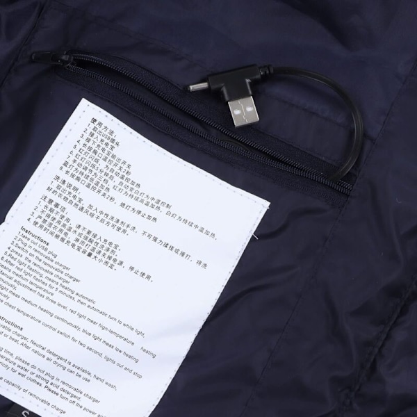 Opvarmet Vest, 17 Vandvaskzoner, 3 Hastigheder, Polyesterfiber, 4 Kontakter, Intelligent Elektrisk Opvarmet Vest til Kropsvarme (XXL)
