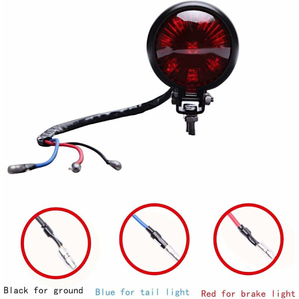 12V Motorsykkel Baklys Rød Stopplys Led Bakbremslys For Street Bike Chopper Bobber Cafe Racer Cruiser Custom.